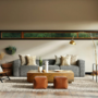 Stylish living room with modern furniture and indoor plants